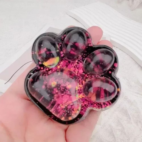 Image of Cute Sequin Cat Claw Squishy Fidget Toy Slow Rebound Stress Relief Toy Pinch Decompression Cat Paw Soft Squeeze Toy