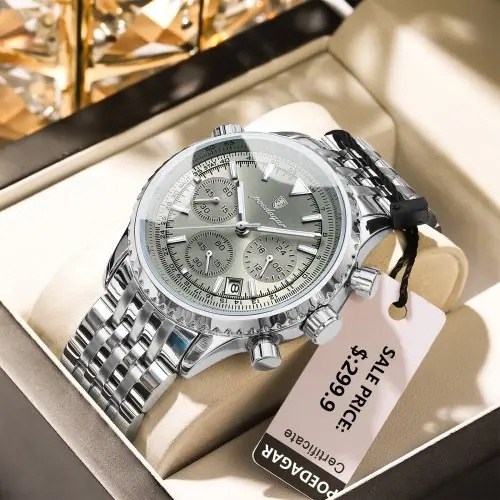 Image de Montre Homme Militaire Lumineuse - Chronographe Étanche Acier Inoxydable