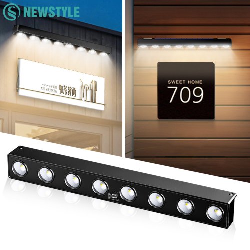 Imagen de Luz Solar de Pared para Exteriores con 4, 6 o 8 LED: Iluminación Impermeable para Valla, Jardín, Porche, Patio, Cubierta y Balcón – Decoración Ambiente Hogar