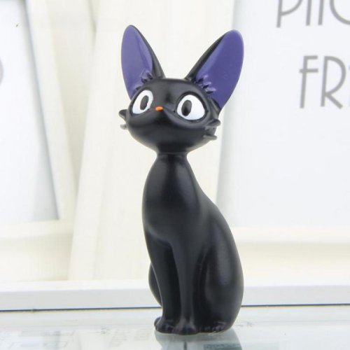 Image of Handcrafted Kawaii Black Cat Resin Figurine – Adorable Japanese Anime Style Desktop Decor for Fairy Gardens and Home Interiors