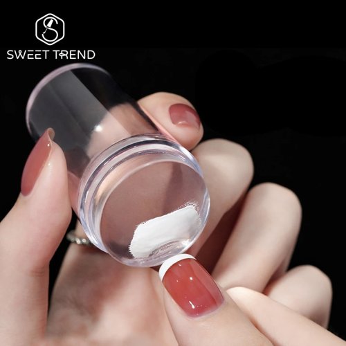 Afbeelding van Natuurlijke Siliconen Nagelstempelset met Franse Ontwerpen voor Professionele Manicure – Compleet Setje met Tweezijdige Stamper, Schraper en Seal