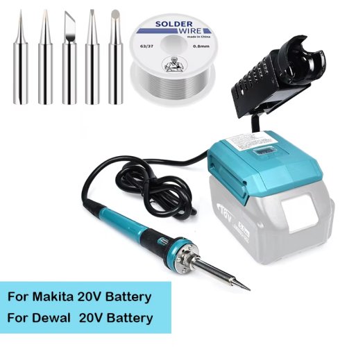 Imagen de Para Makita/Dewalt/Milwaukee 20V batería 60W soldador eléctrico inalámbrico herramienta de soldadura soporte punta temperatura calentamiento rápido