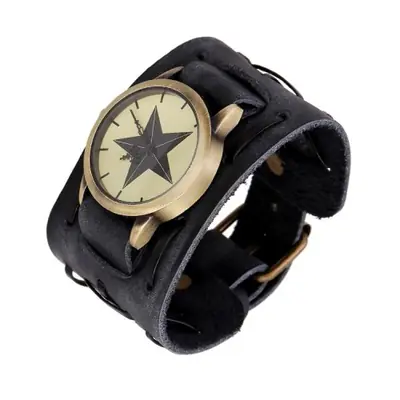 Image de Montre Homme Cuir Véritable Style Punk - Quartz & Alliage