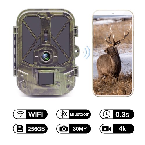 Zdjęcie Kamera Myśliwska 4K z Noktowizorem i Transmisją Na Żywo – WiFi, Bluetooth, Bateria 8000mAh, Rejestracja 30MP
