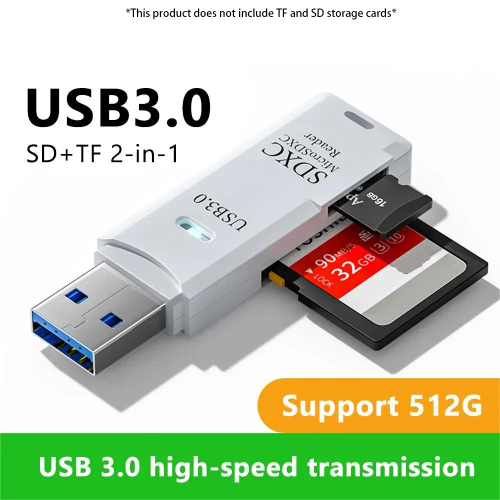 Bild von 2-in-1-Multifunktions-USB-3.0-Kartenleser Micro SD/TF-Speicherkartenleser mit USB-Flash-Laufwerksfunktion für PC-Laptops Zubehör