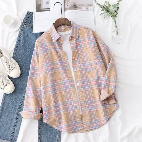 Image de Chemisier à Carreaux Flanelle Femme - Style Élégant & Confortable