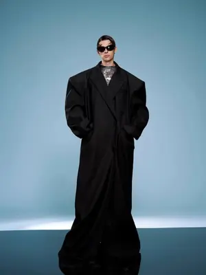 Image de Trench Noir Extra Long Homme - Style Luxe 2025