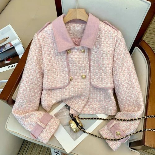 Imagen de Neploe Simple Corea Y2K viajero pequeña fragancia traje abrigo con paneles de cintura alta pantalones de pierna ancha Casual Preppy Inglaterra traje pantalones