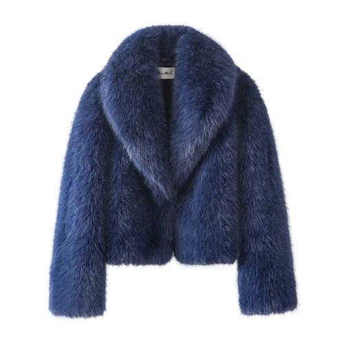 Navy blue fur coat