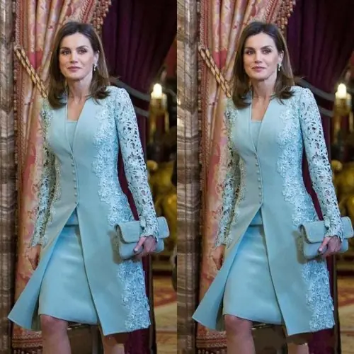 Image de Robe Maman de la Mariée Bleu Clair Dentelle