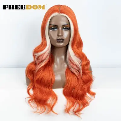 Image de Perruque Lace Front Ondulée Brune & Blonde Ombrée 26 Pouces