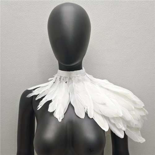 Image of Halloween Shawls Snood Children Gothic Style Dress Cape Cosplay Neck Scarves Woman White Scarf Y2k Feather Wedding Party Shawl