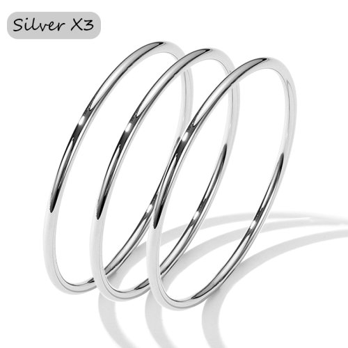 Immagine di 3 pezzi/lottp braccialetti in acciaio inossidabile che non sbiadiscono per le donne braccialetti da donna impermeabili placcati in oro stile semplice