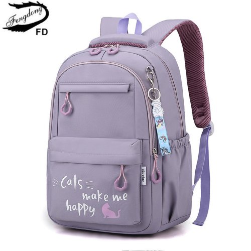 Bild von Fengdong Kawaii Schulrucksack für Mädchen, süße Schultaschen, wasserdichte Büchertasche, Teenager, College-Studenten, große Reise-Umhängetasche