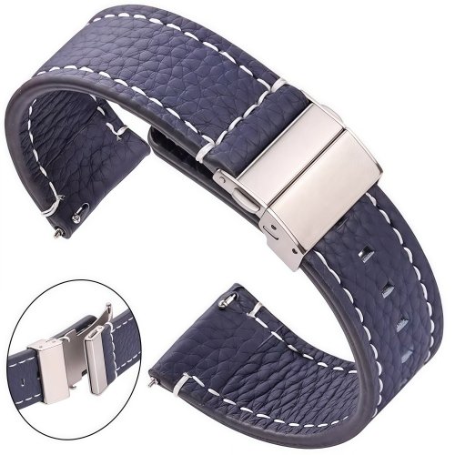 Zdjęcie Paski do zegarków z prawdziwej skóry do zegarka Samsung Galaxy 3 4 5 pasek kobiety mężczyźni 18mm 20mm 22mm 24mm opaska na nadgarstek zapięcie