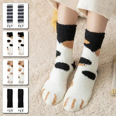Image de Chaussettes Peluche Chat Mignon - Douceur Hivernale