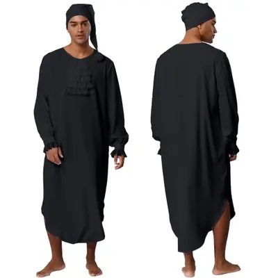 Image de Chemise de Nuit Victorienne pour Hommes - Pijama Doux et Élégant