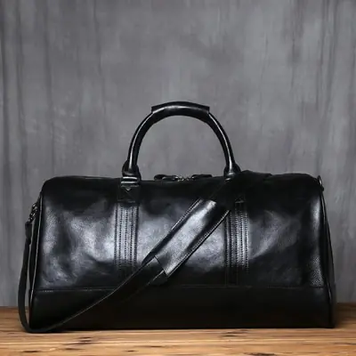 Image de Sac de Voyage en Cuir Véritable pour Homme - Grande Capacité & Style Élégant