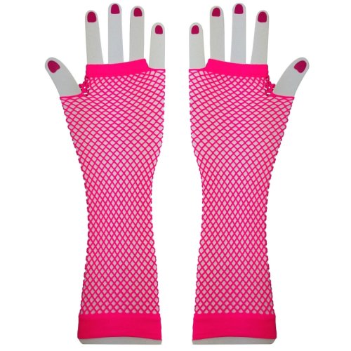 Afbeelding van 1 Paar 80S 90S Korte Visnet Hand Handschoenen Korte Handschoenen Punk Neon Vingerloze Handschoenen Fancy Dress Accessoire Voor kostuum Party