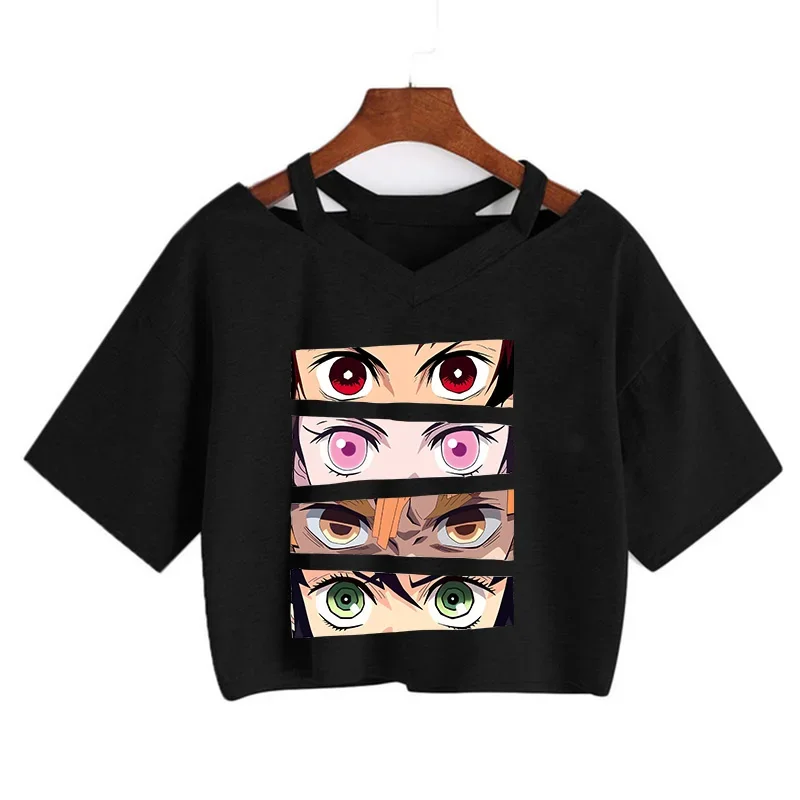 Imagen de Camiseta de Demon Slayer Nezuko para Mujer - Top Corto con Diseño de Kimetsu no Yaiba, Estilo Anime Japonés con Personajes Tanjirou Kamado y Nezuko, Ideal para Fans de Manga