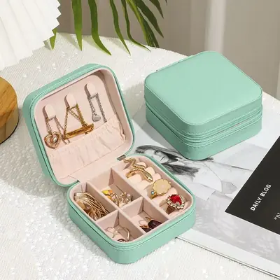 Image de Boîte à Bijoux Portable en Cuir - Organisateur de Voyage