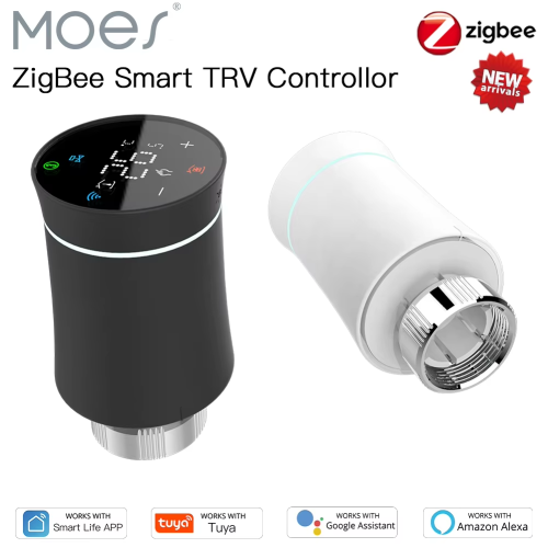 Imagen de Termostato Inteligente Moes Zigbee 3.0 con Válvula Actuadora para Radiador, Control Programable y por Voz con Google Assistant y Alexa