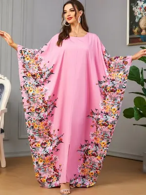 Image de Robe de Soirée Musulmane Eid 2024 - Abaya Imprimée & Élégante
