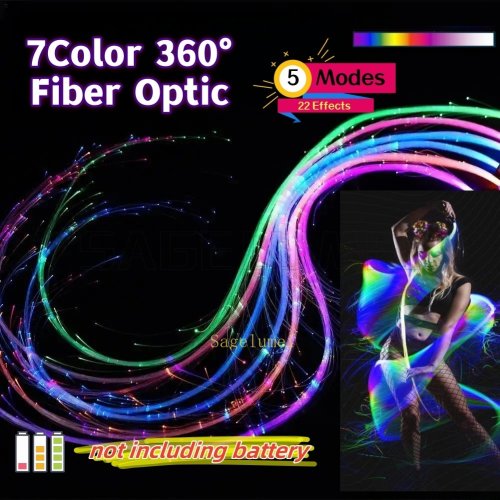 Bild von 360-Grad-Drehbare LED-Glasfaserpeitsche mit 22 Effekten – Superhelles Lichtspiel für Partys, Festivals und Tanzveranstaltungen