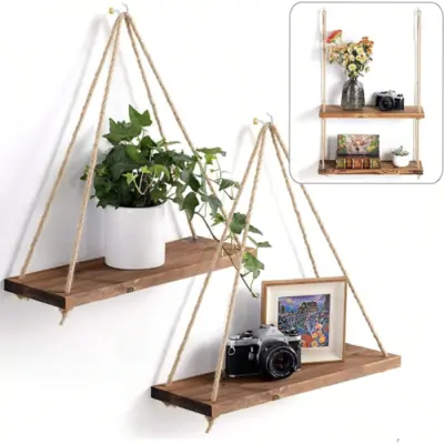 Image de Étagère Murale Flottante en Chanvre & Bois - Déco Naturelle