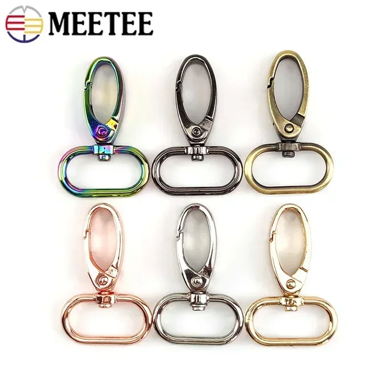 Image of 10-Pack 16-38mm Metal Swivel Lobster Clasp Buckles for DIY Bag Straps, Webbing Accessories, and Keychains – Durable Snap Hooks and Carabiner Hardware