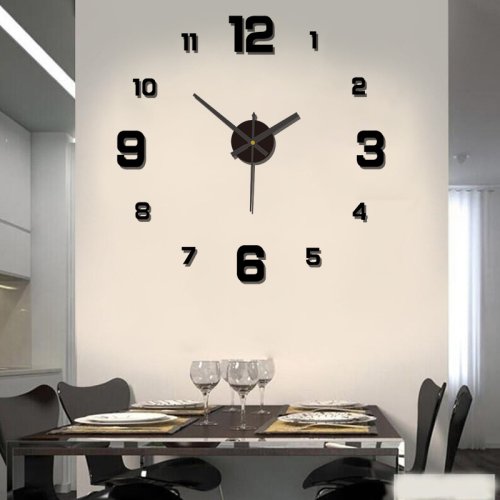 Image of Modern Frameless 3D DIY Wall Clock with Digital Display – Sleek Mute Wall Sticker for Living Room, Office & Home Decor