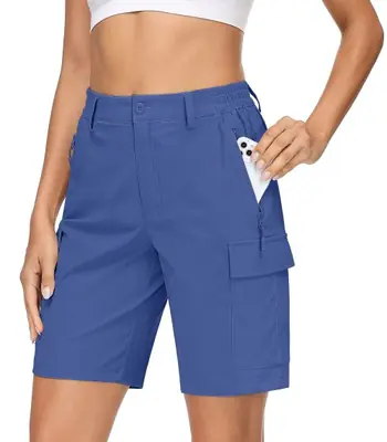 Image de Short Cargo Femme Été - 5 Poches, Séchage Rapide, Randonnée & Voyage