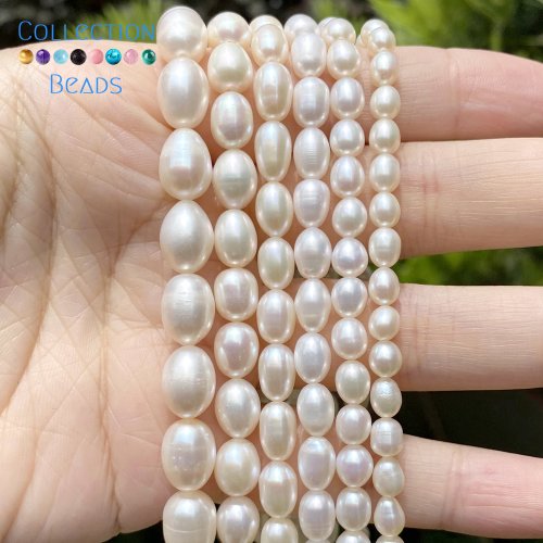 Immagine di Perle d'Acqua Dolce Naturali 100% - Perline a Forma di Riso AA, AAA di Alta Qualità per Creazioni Artigianali di Gioielli, Collane e Bracciali Fai Da Te
