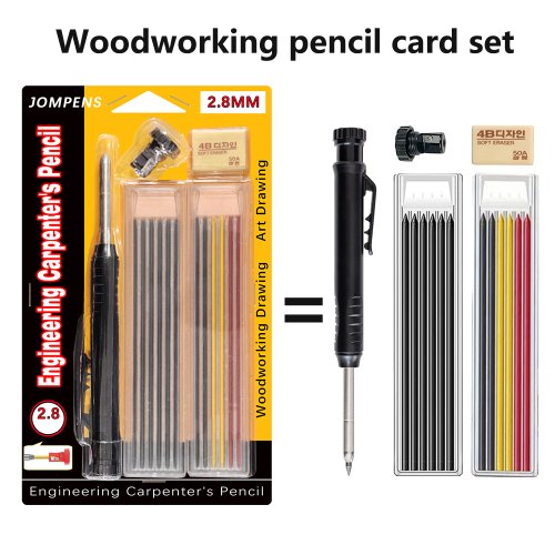 Solide Timmerman Potlood Set Diep Gat Markering Tool Pen Ingebouwde Puntenslijper Timmerman Lood Kern Automatische Potlood Tekenpen