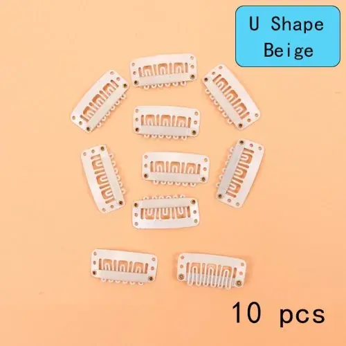 Image de Pince à Perruque U Métallique 9 Dents - 10 pcs
