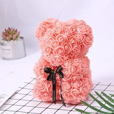 Ours Peluche Rose 25cm - Cadeau Romantique