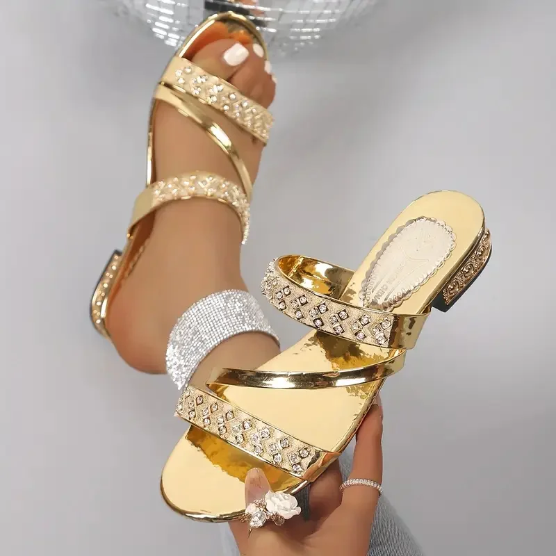 Immagine di Pantofole Estive per Donne con Tacco Quadrato e Motivo Serpente, Scarpe con Suola Piatte e Cinturino Trasparente, Sandali Slip-On in Morbido Materiale