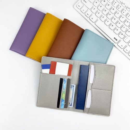 Image of Premium PU Leather Passport Cover with Multiple Card Slots and Business Ticket Holder – Durable Travel Wallet for International Flights