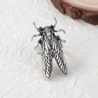 Image de Bague Insecte Rétro Coccinelle & Cigale - Style Punk Hip Hop