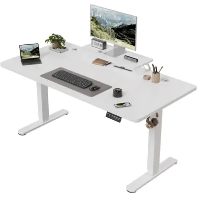 Bureau Électrique Réglable en Hauteur 160x70 cm - Blanc