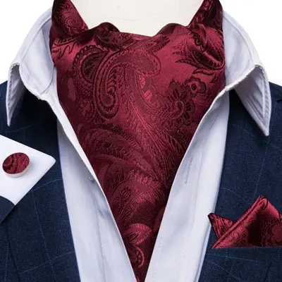Image de Cravate Ascot Luxe Bleu Noir Paisley