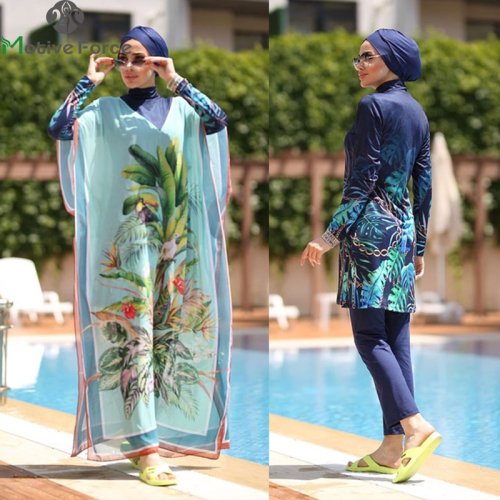 Image of Elegant Modest Swimwear for Women – Full Coverage Burkini with Long Sleeve & Abaya-Style Design, Plus Size Islamic Fashion Swim Suit
