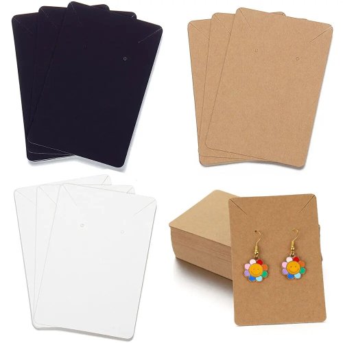 Afbeelding van 50 stuks 6x9 cm ketting oorbellen oorstekers verpakking kaart - lege sieraden display kaart van kraftpapier voor elegante sieraden presentatie