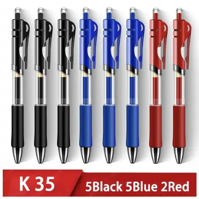Image de Stylo Gel Rétractable 0.5mm - Noir, Rouge, Bleu - Lot de 12