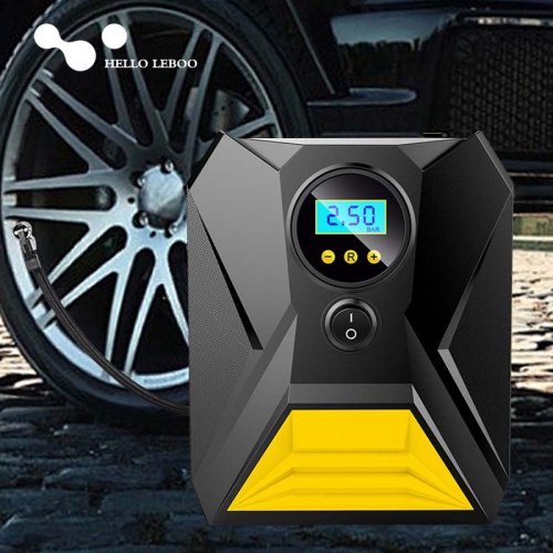Image of Leiboo 12V Corded Portable Car Air Pump with 150 PSI Electric Tire Inflator for Cars, Motorcycles, Bicycles, and Balls – Built-in LED Light and Digital Pressure Gauge
