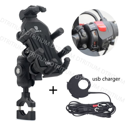 Imagen de Soporte para Teléfono Móvil de Motocicleta con Montaje en Manillar, Soporte de Navegación para Espejo y Mango Antivibración de Aluminio para Bicicleta