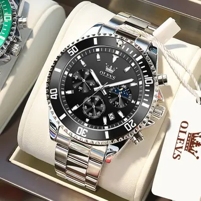 Image de Montre Homme Luxe Chronographe Étanche Acier Inoxydable