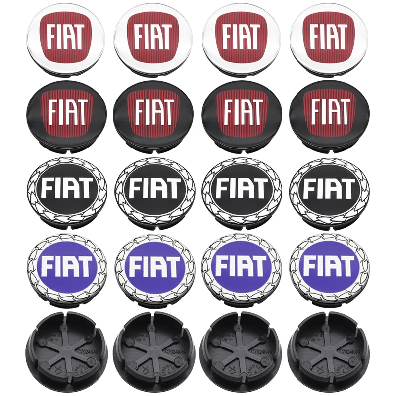 Afbeelding van 4 stuks 50mm 3D logo auto embleem voor wielcentrum, stofdichte velgkap met styling-accessoire voor Fiat-auto's