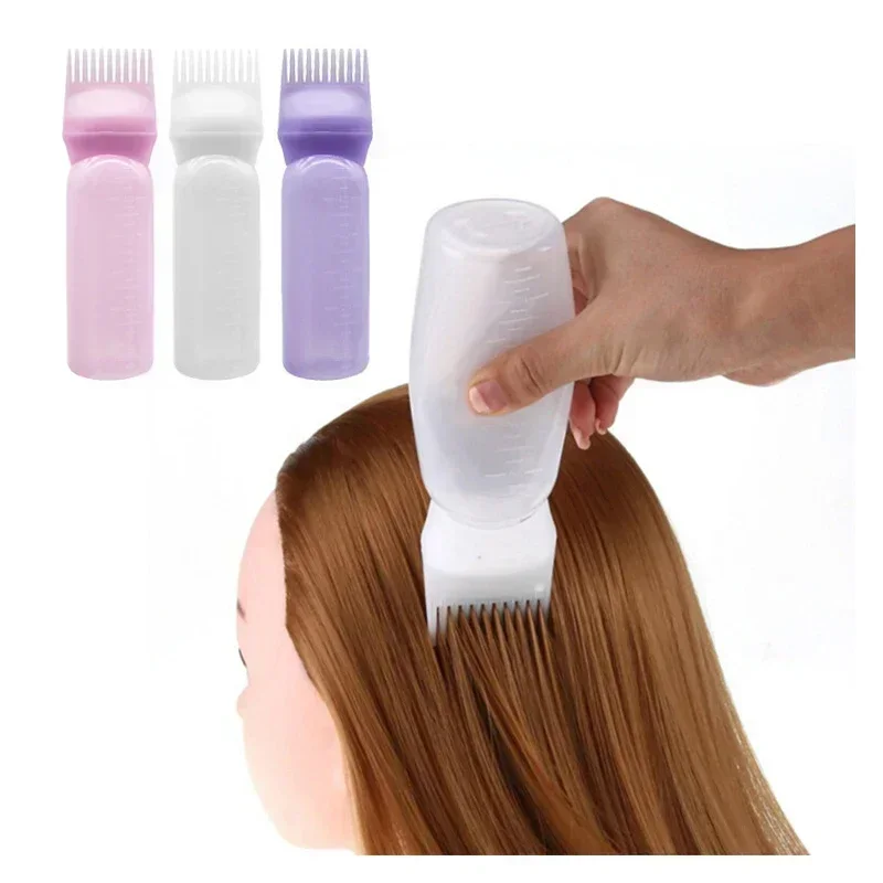 Image of Natural 3-Color Oil Applicator Bottle for Professional Hair Dyeing – Eco-Friendly Hair Coloring Tool for Barbers and Stylists