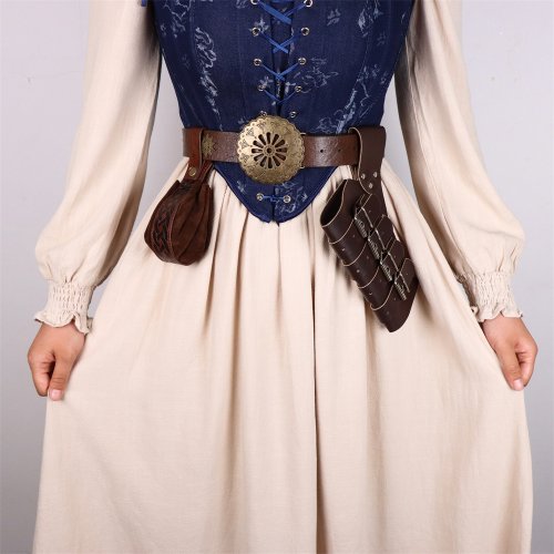 Zdjęcie Średniowieczny skórzany pasek korkowy ciemny magiczny pokrowiec na butelkę z 3 szklanymi magicznymi butelkami renesansowe rekwizyty kostiumowe akcesoria do paska w stylu retro